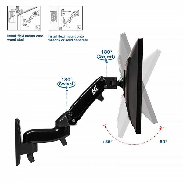 NB North Bayou F150 17 27 Full Motion Monitor Wall Mount TV Wall Bracket Stand with 3 - North Bayou