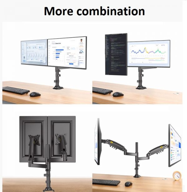NB North Bayou H180 Monitor Desk Mount Stand Full Motion Swivel Monitor Arm Gas Spring for 3 - North Bayou